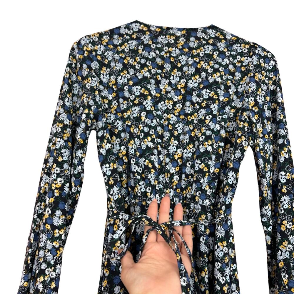 Uniqlo Floral Printed V-Neck Long Sleeve Flare Dress Womens Size Small S - Picture 9 of 9